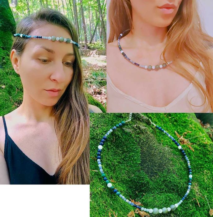 Diademe-colier cu cristale naturale - handmade