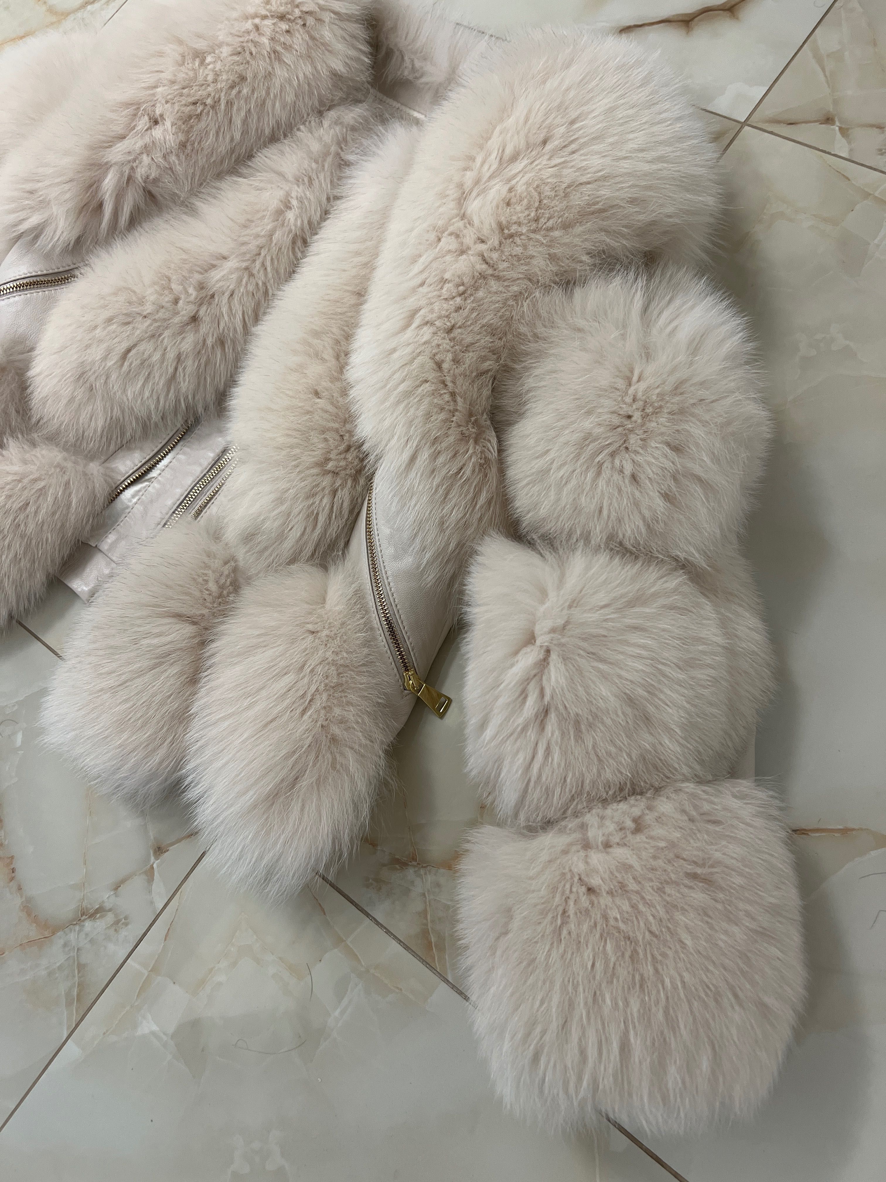 Палто естествен косъм кожа и ципове