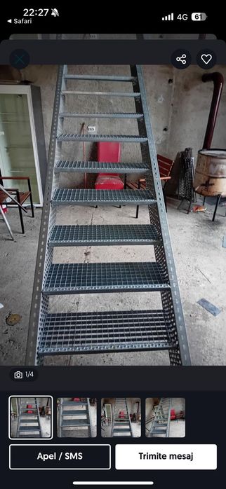 Scara metalica zincata exterioara pt  casa , beci și incendiu ISU