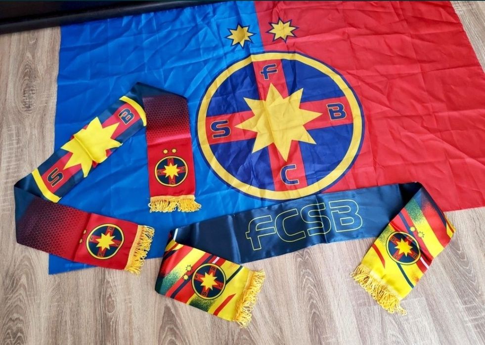 Eșarfă FCSB + Steag Fcsb ( set FC Steaua Bucuresti)