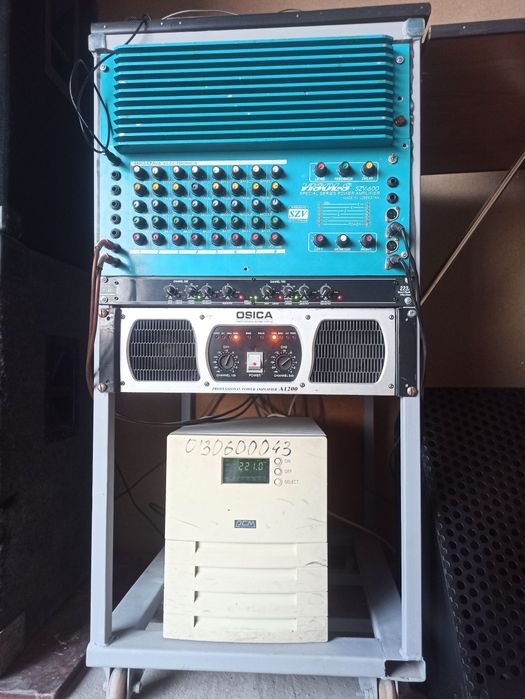 Усилитель, колонки, пульт, микрофон, стабилизат,стойка и т.