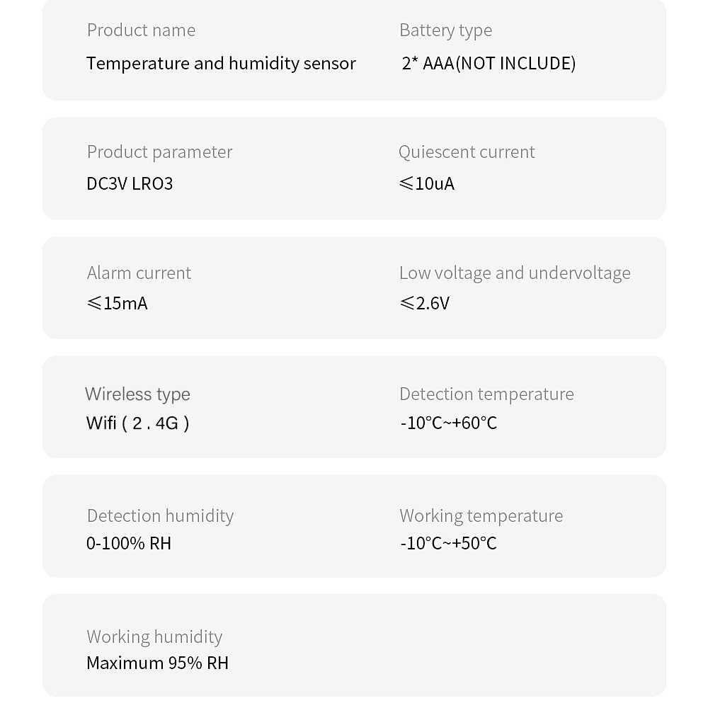 Wi-Fi smart сензор за влажност и температура, от -20 до +60С, 20214250