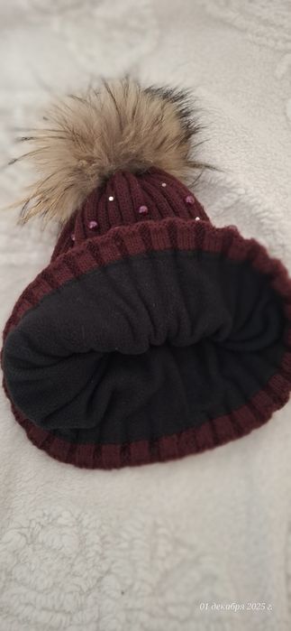 Шапка с натуральным пушком