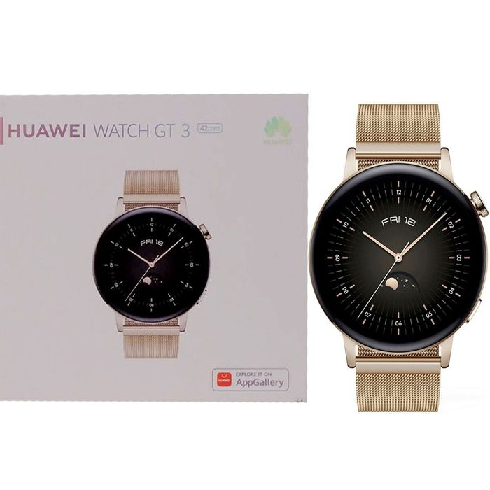 Smartwatch Huawei Watch GT 3 Milo-B19T, 42 mm, Elegant Gold Milanese