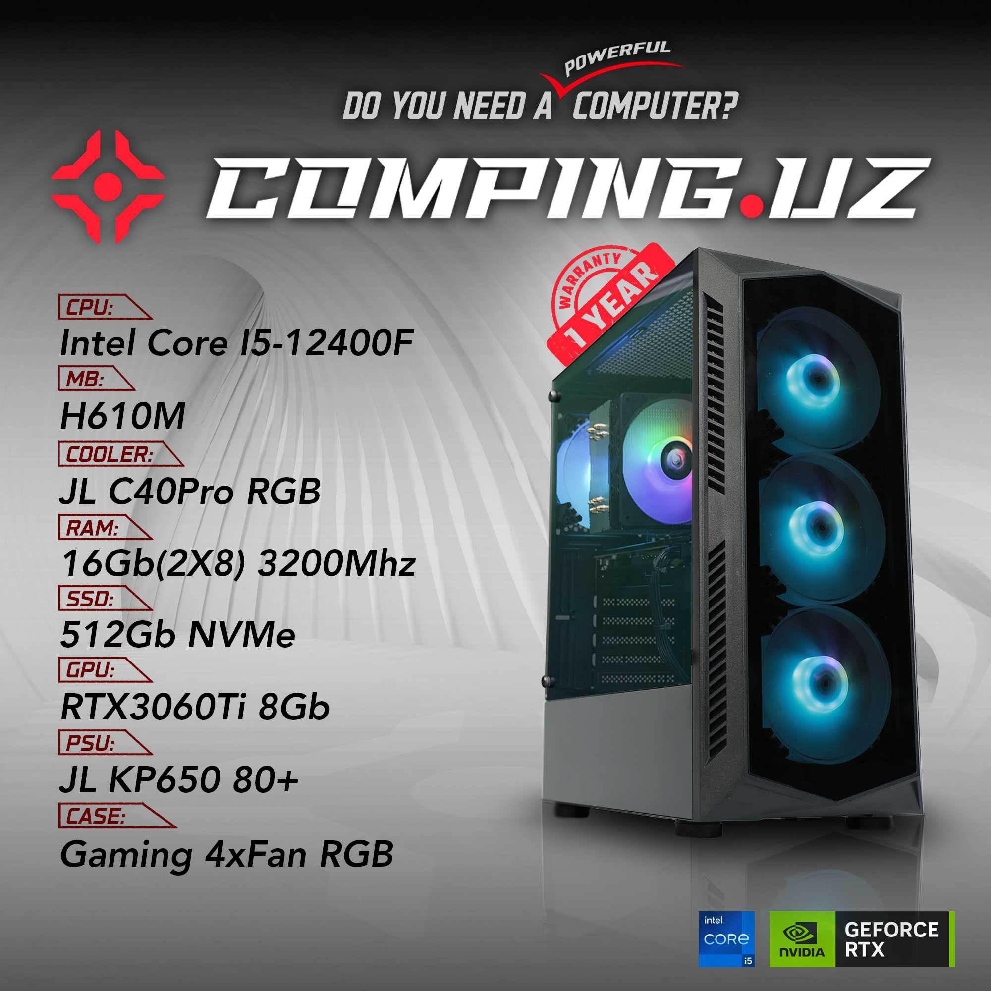 (NEW) 12400F/H610m/16Gb/512Gb/RTX3060Ti