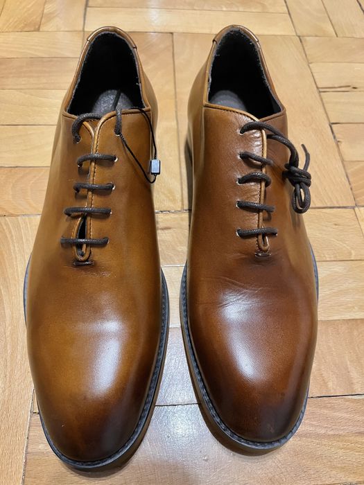 Pantofi Zara Man piele naturala cognac