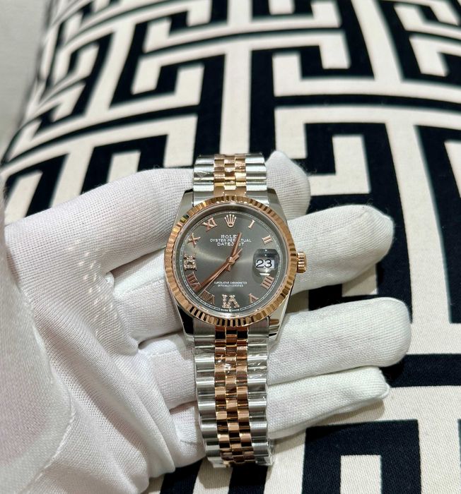 rolex datejust 36mm двуцветен сив циферблат