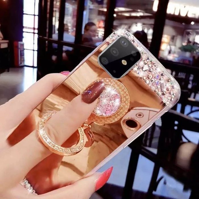 Husa oglinda , pietricele + inel pt. Samsung Galaxy A51 / S22 Plus 5G