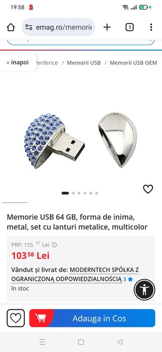 Stick USB  64GB forma inima