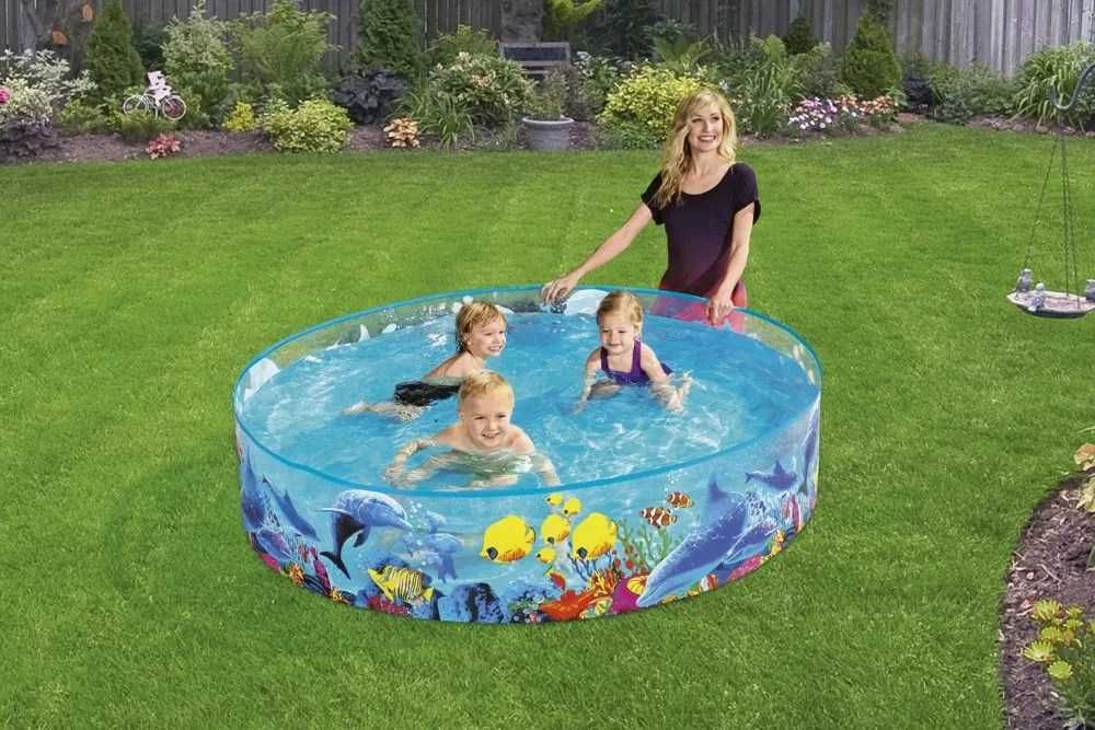 Детски басейн Bestway с твърд борд, 183 x 38 см, PVC, морски свят