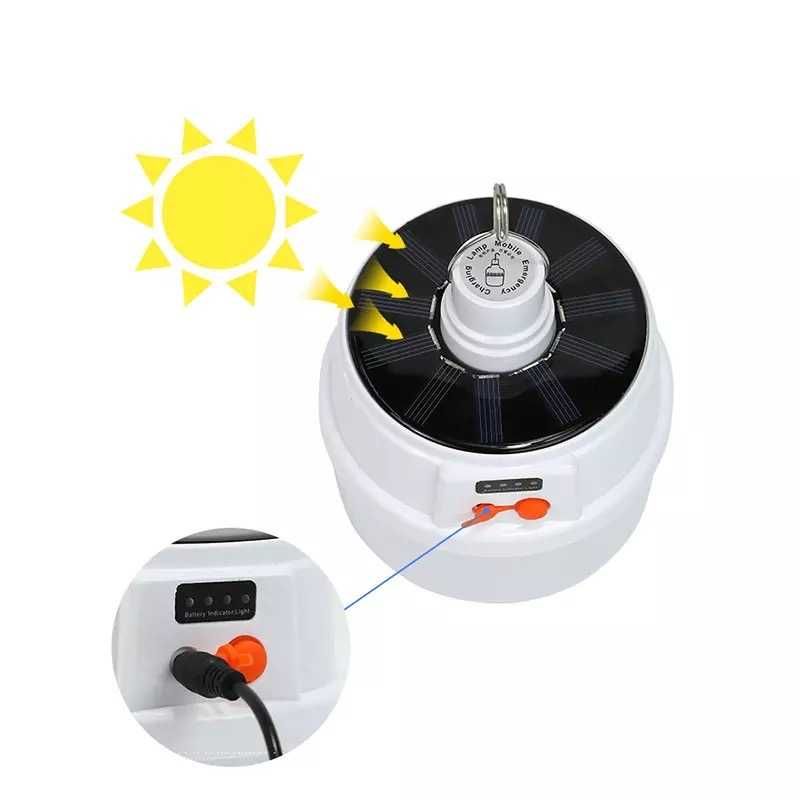 LED Соларна къмпинг лампа с кука крушка фенер със соларен панел