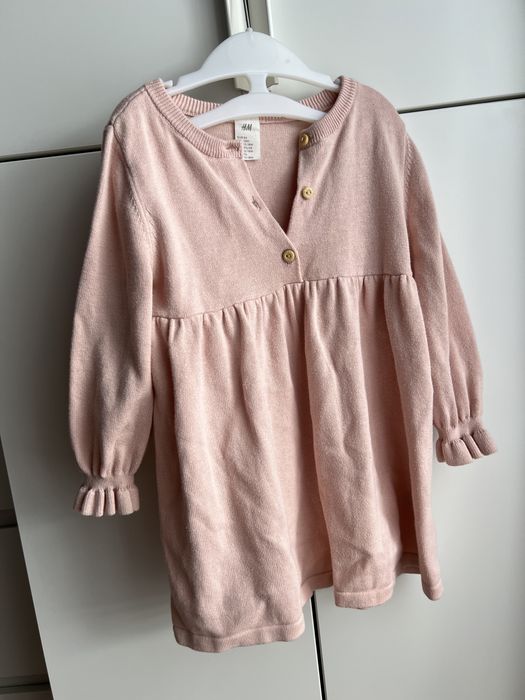 Rochita tricotata H&M, marimea 86, roz pudra