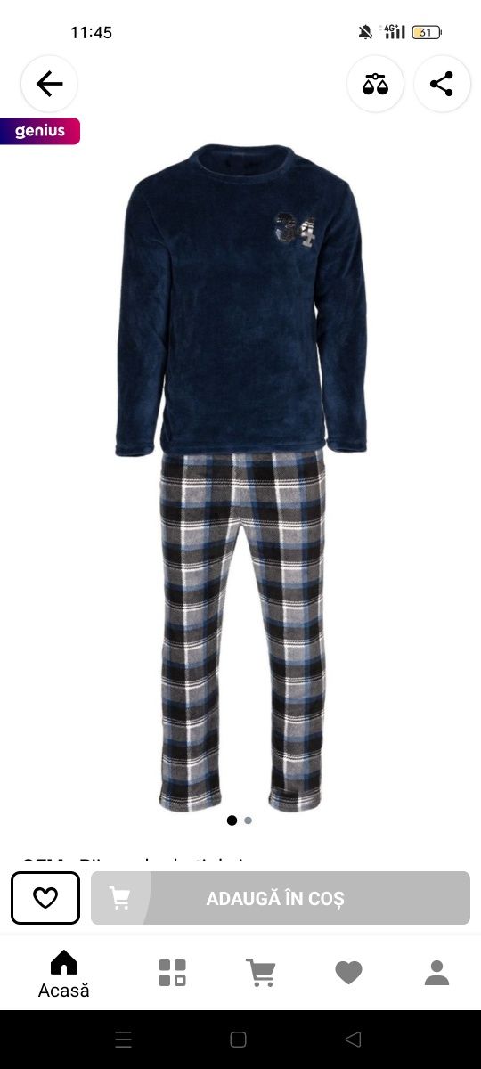 Pijama fleece bleumarin barbati