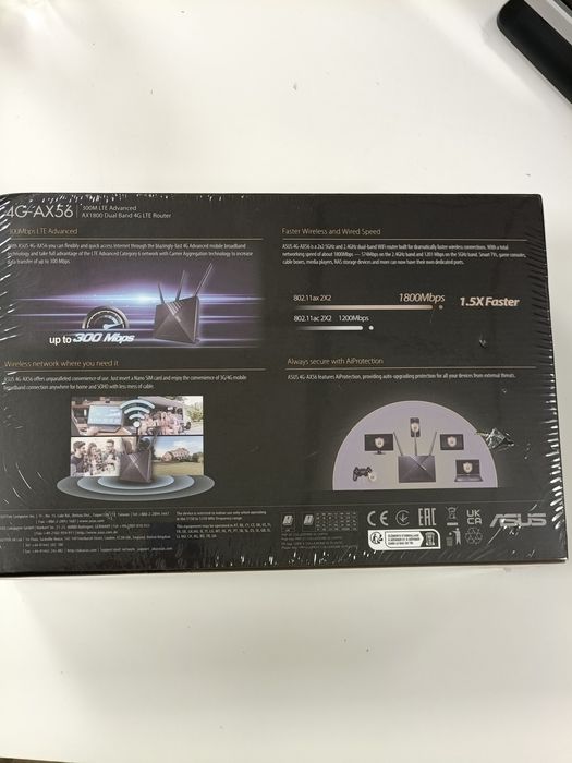 Router wireless Asus 4G-AX56, AX1800, dual-band, WI-FI 6, 4G LTE