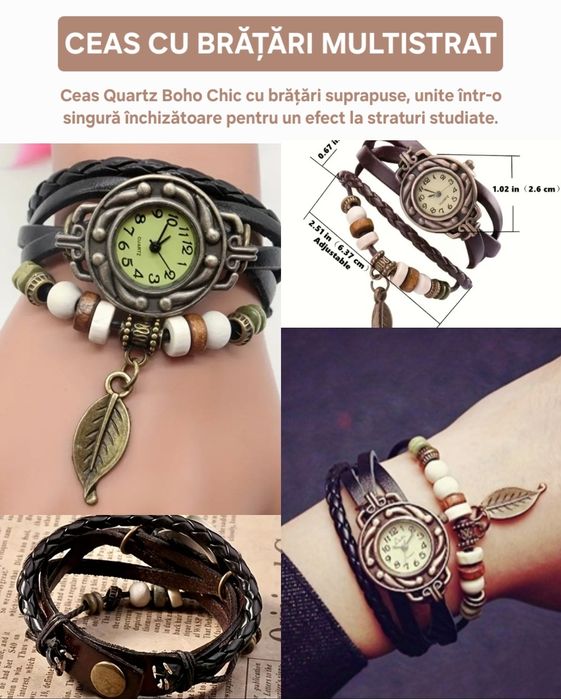 Seturi cadou femei. Ceas Quartz și brățară. Baterie inclusă. Elegante.