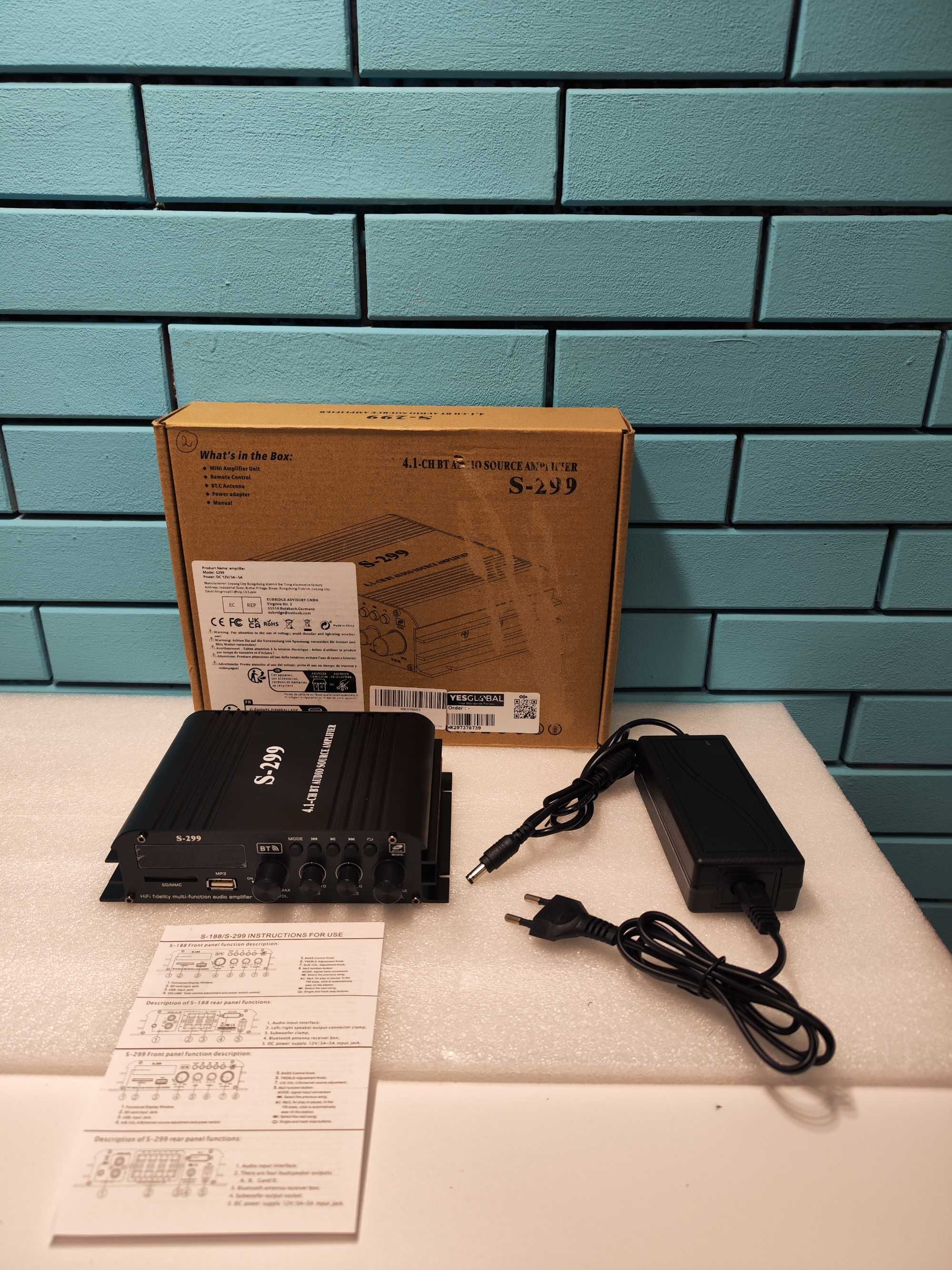 4.1-канален усилвател 1600W, Bluetooth 5.0, с USB и TF слот