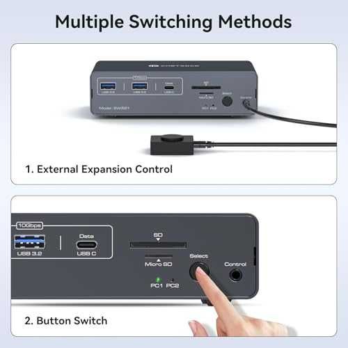 KVM превключвател 2 монитора 2 компютъра 4K HDMI USB C 13 в 1 докинг