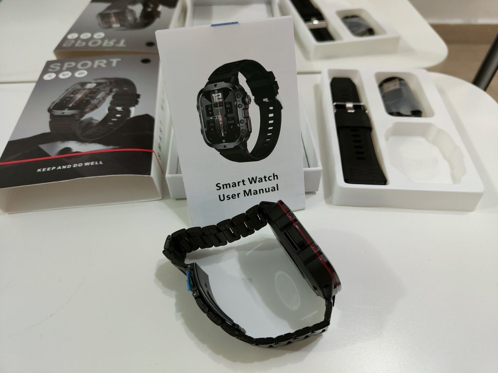 Smartwatch GT 4 Pro / 2 curele Silicon + Metal Funcții Sport Bpm Puls