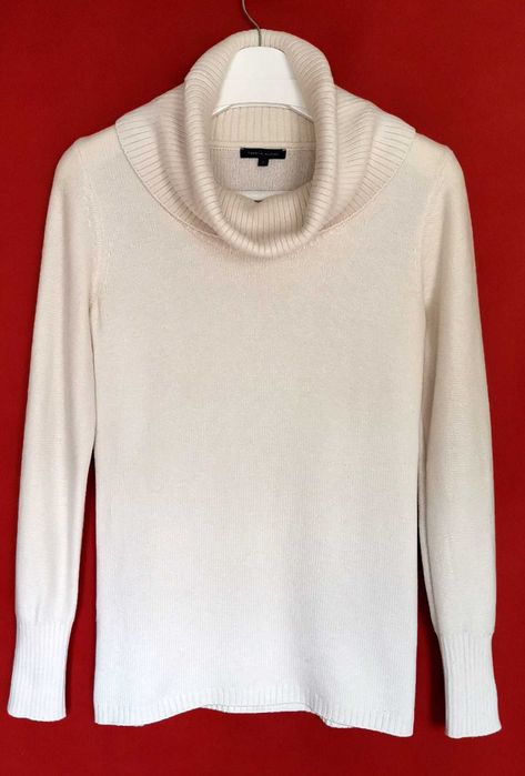 Pulover dama cu guler Tommy Hilfiger marimea S crem impecabil