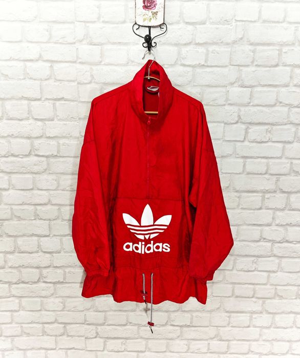 ADIDAS Дамски Анорак Червено яке туника Windbreaker размер UK 14 / L