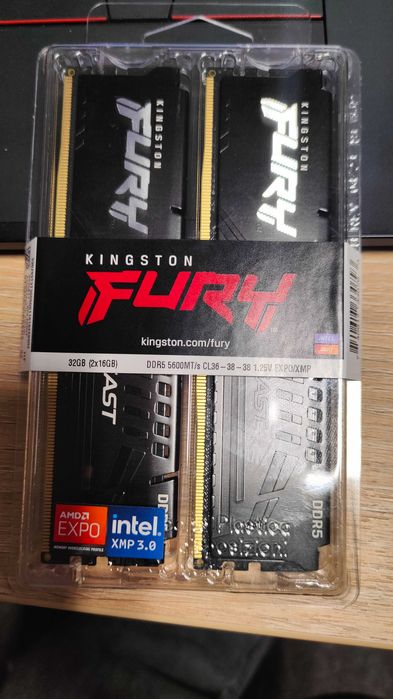 RAM памет KF556C36BBEK2-32, 32 GB DDR5 5600 Mhz KIT, Fury, Heatsink