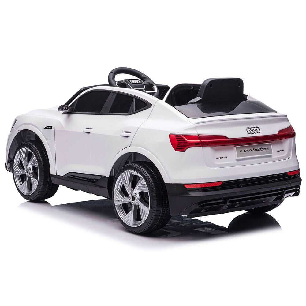 Masinuta electrica Audi e-tron 4 x 4 Sportback, alba, 12 volti!