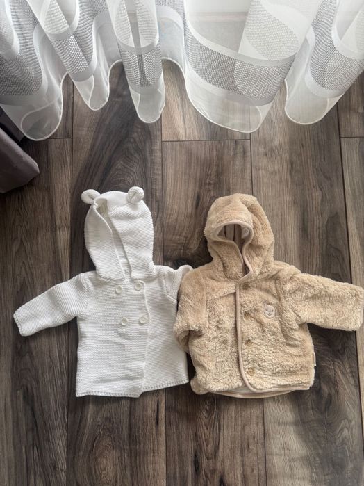 Сет от пухено якенце Жирафчето Софи и бяла жилетка с ушички.Р-р 0-3 м.