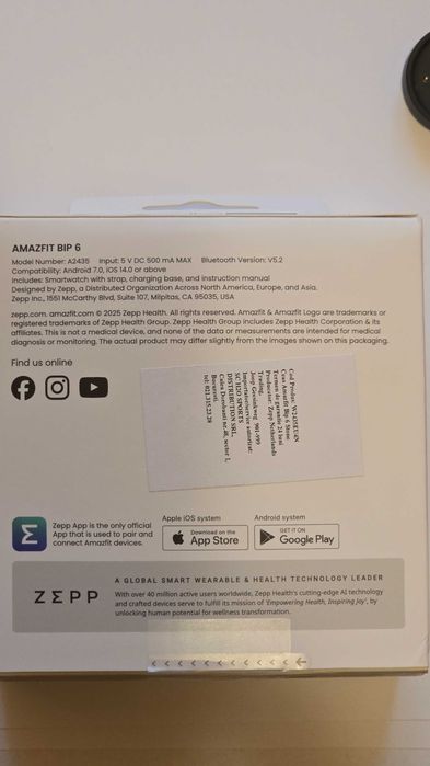 Vand Amazfit Bip 6 nou cu garantie 2 ani MediaGalaxi stare  ff buna.