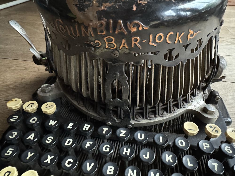 masina de scris veche Columbia Bar Lock foarte rara 1900-1910