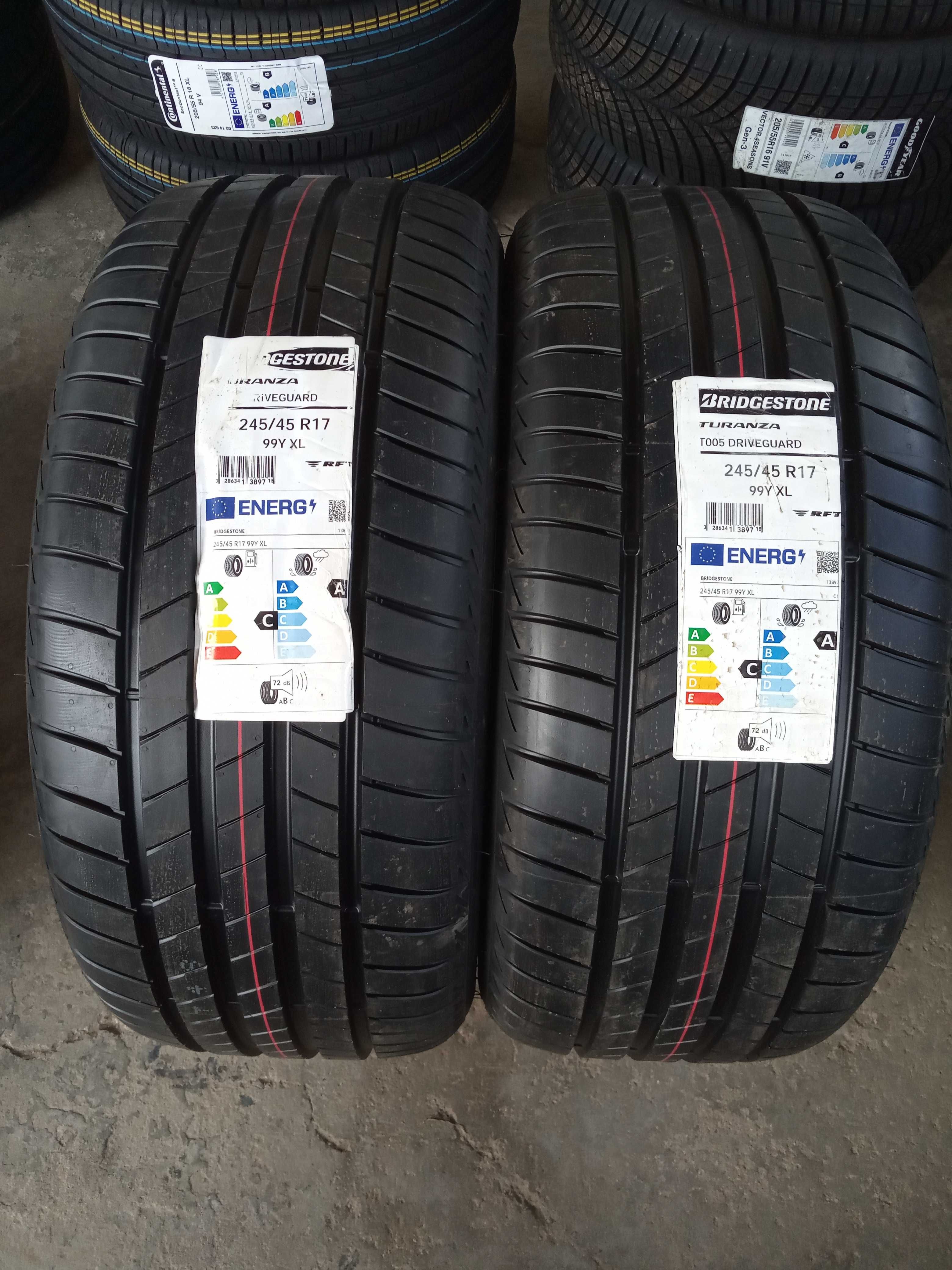 2 Нови гуми 245/45R17 Bridgestone Turanza T005 Driveguard XL RFT 99Y