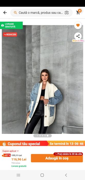 Geaca tricot și blug,mărime S