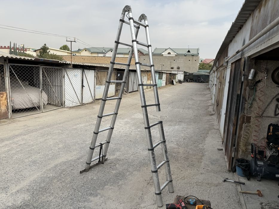 * лестница телескопическая двойная не заужена толстостенная 5.5 метров