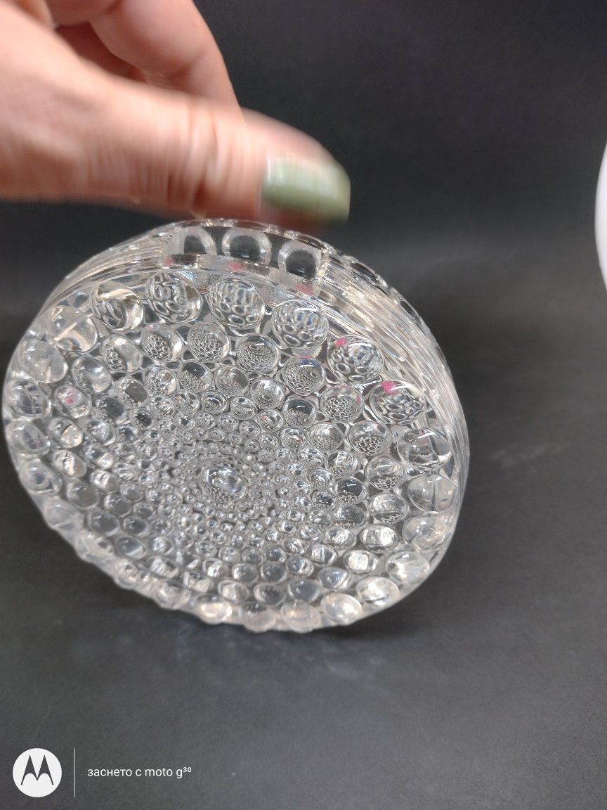 Рядка малка кристална ваза с Bublé ефект„Op Art“ от 1960 г.