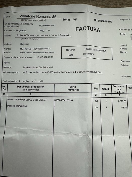 iPhone 17 Pro Max 256gb blue, sigilat, cu 2 ani garantie