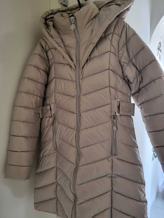 Пухено зимно яке с яка от еко кожа