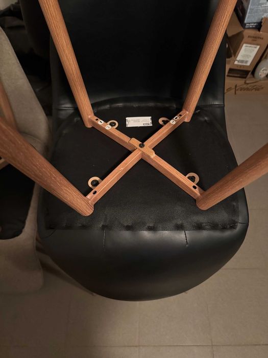 Бар стол JONSTRUP черна изкуствена кожа/цвят натурален дъб 4бр.