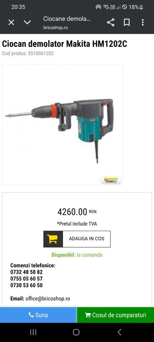 Ciocan rotopercutor demolator Makita HM 1202C