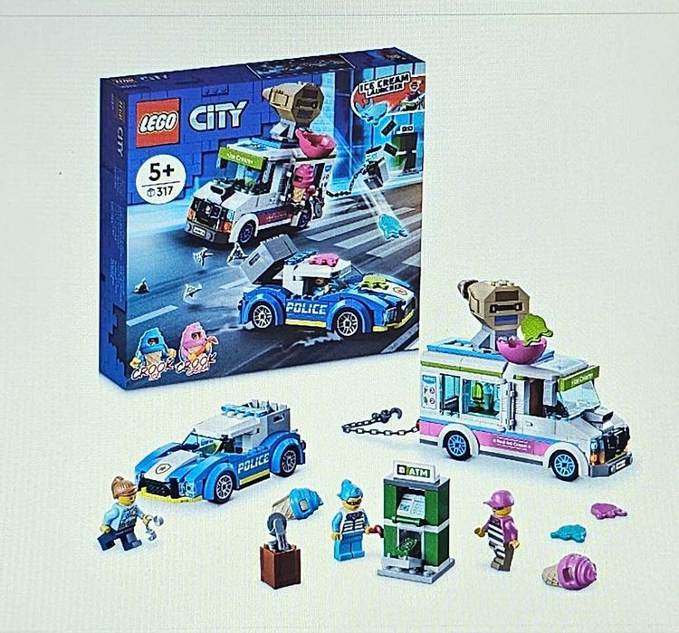 LEGO City Politia in urmarirea furgonetei cu inghetata 60314,317 piese