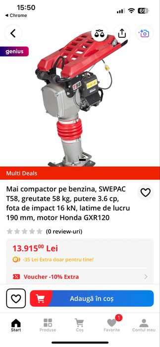 Swepac T58 motor Honda GXR120 mai compactor ca nou nu wacker neuson