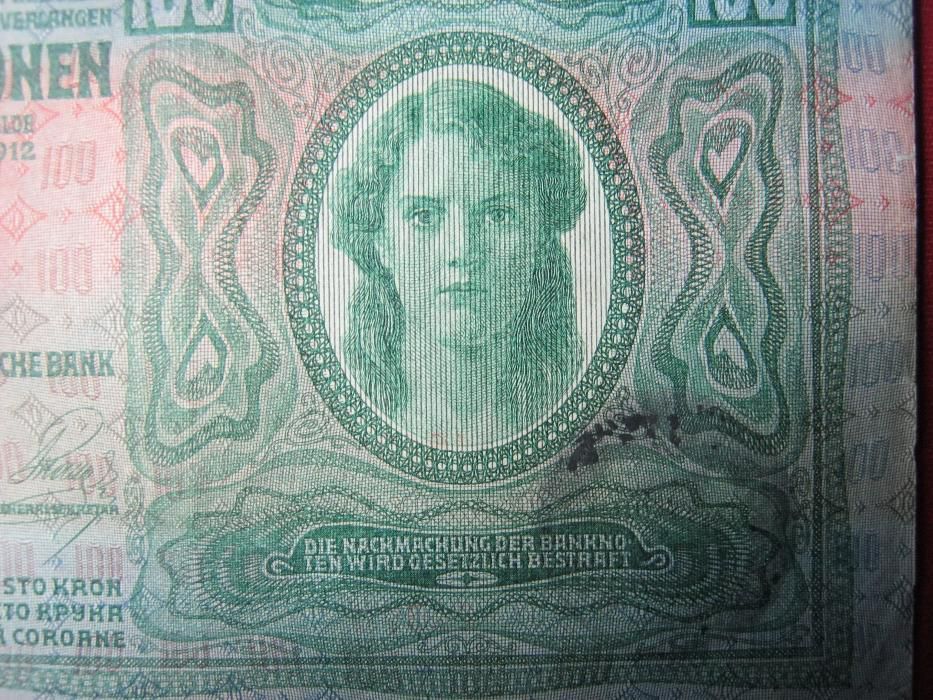 100 Korona,UNC,prima bancnota romaneasca adoptata in Transilvania,1912