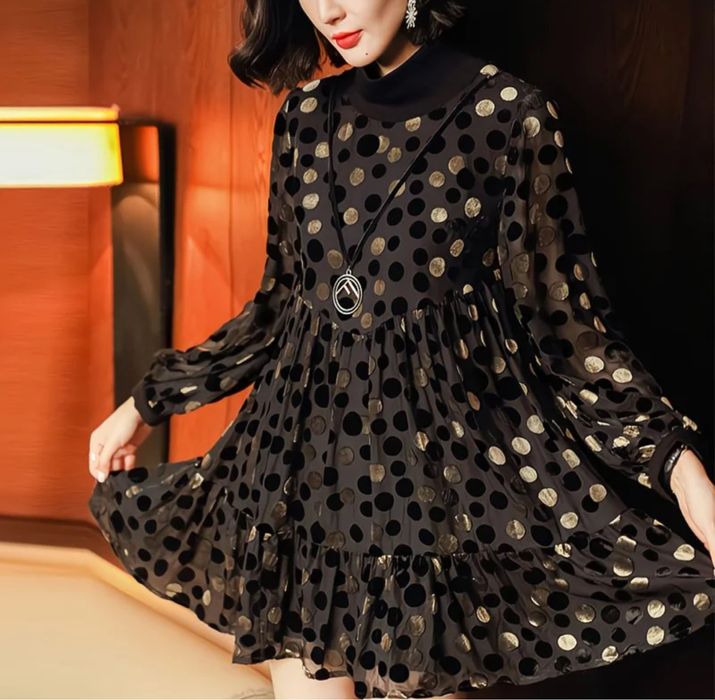 Платье в горошек длинная