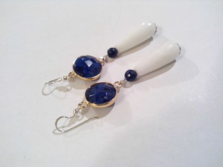 cercei argint,jad si lapis lazuli,lungi,eleganti