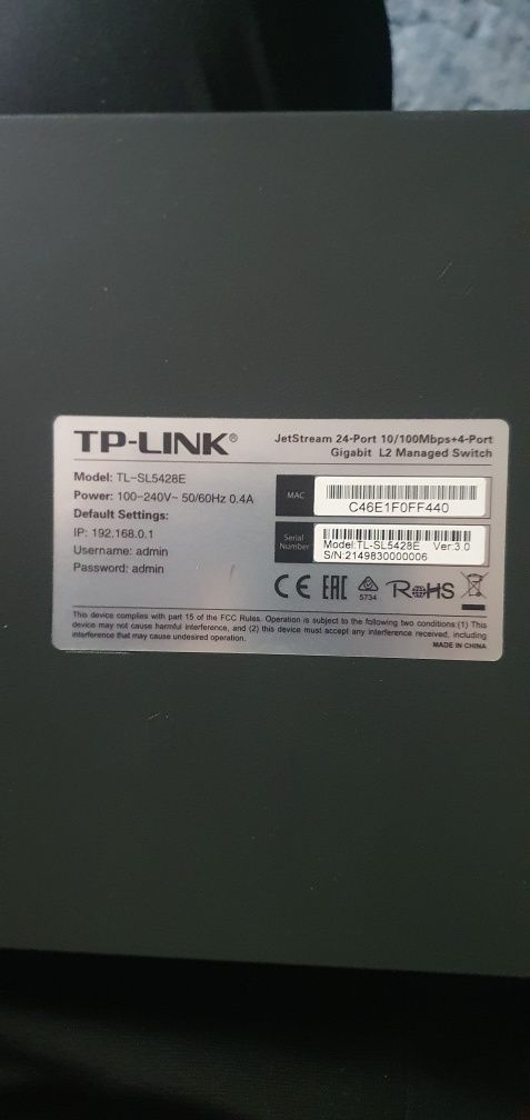 Switch TP LINK TL-SL5428E, 24 x 10/100Mbps