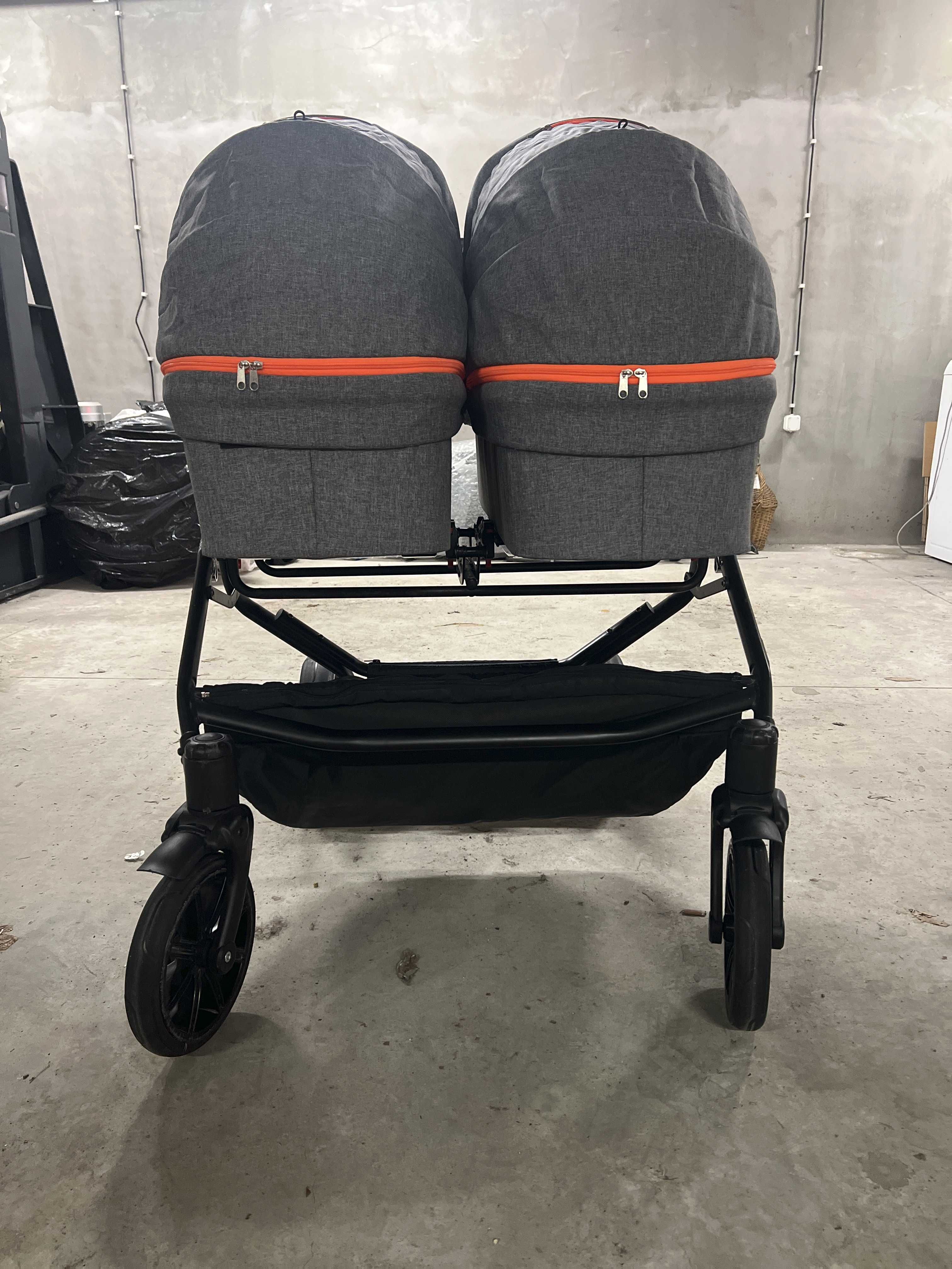 Комбинирана количка за близнаци 3в1 Dorjan - Quick Twin, светлосива