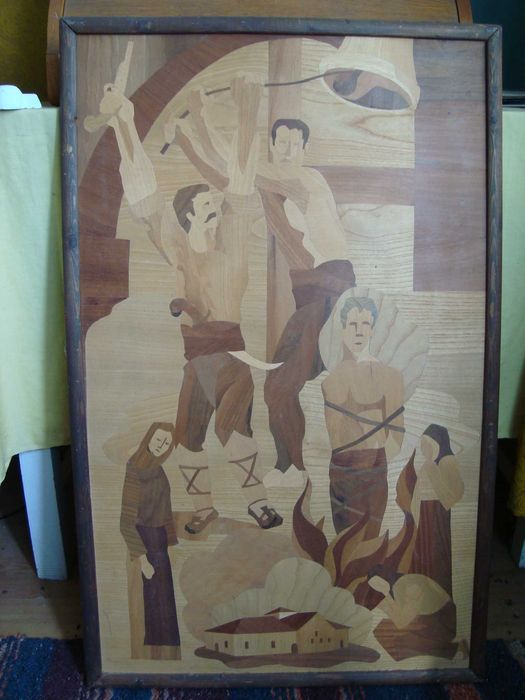 Картина интарзия - фигурални композиция , ръчна изработка