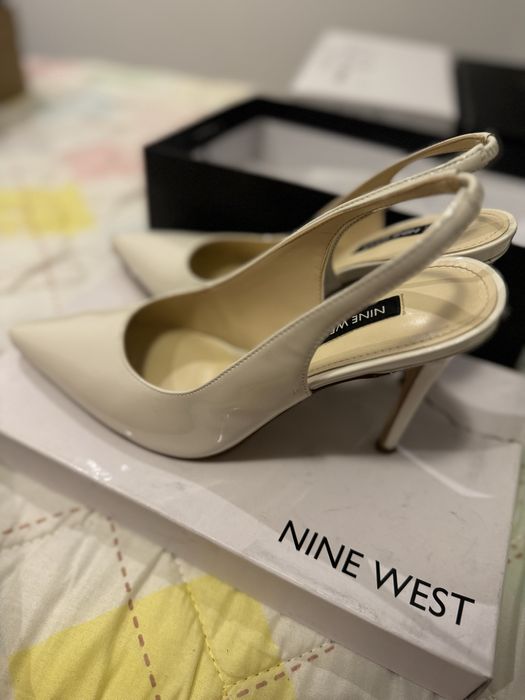 Pantofi piele stiletto albi - marimea 38 - NINE WEST