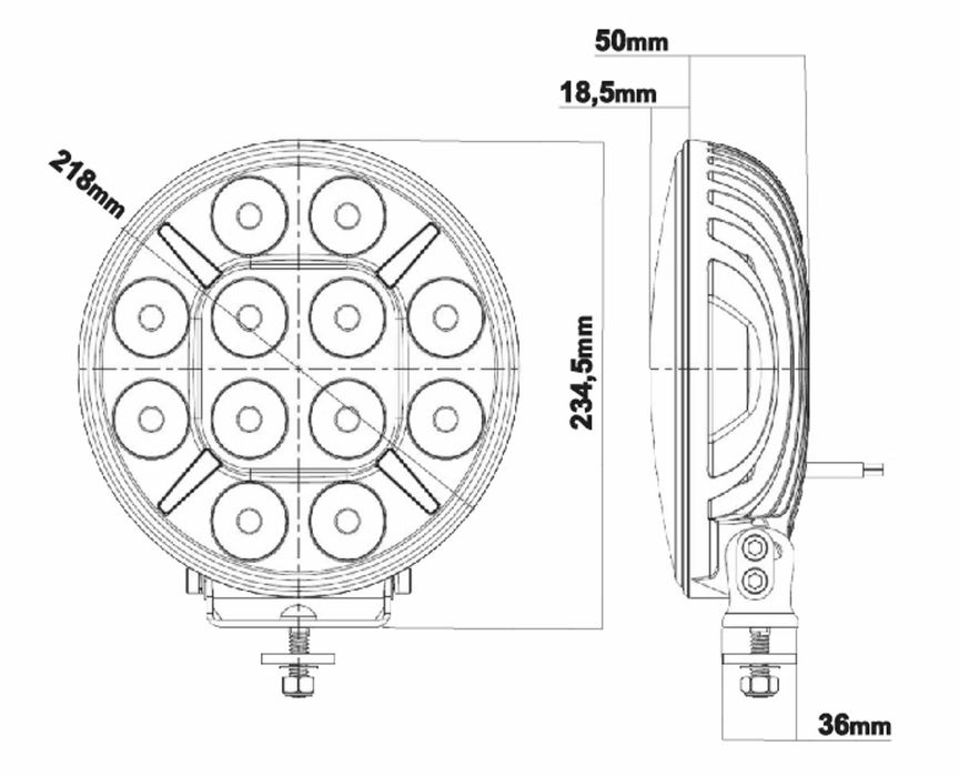 LED Диоден Халоген Фар с Оранжев/Жълт Габарит 12-24V 12 Диода