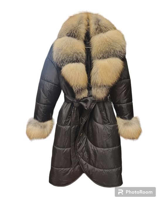 Geaca puf de gasca si vulpe polara