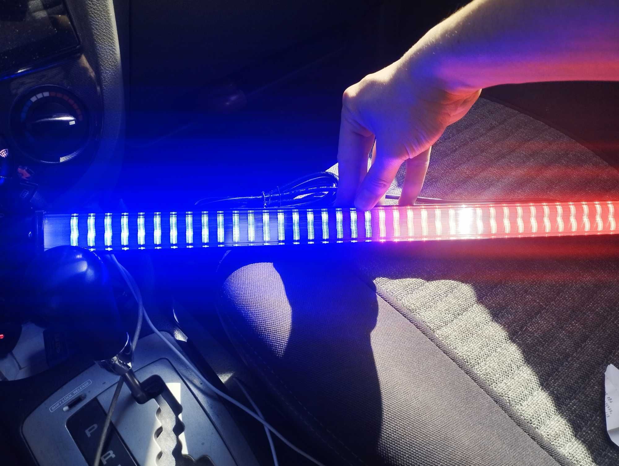 LED мигалка на лобовое стекло 58см длина красный + синий