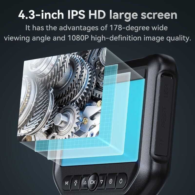 Inskam S43 Индустриален ендоскоп с 4.3 дисплей  8.5mm 3м | 360 ротация